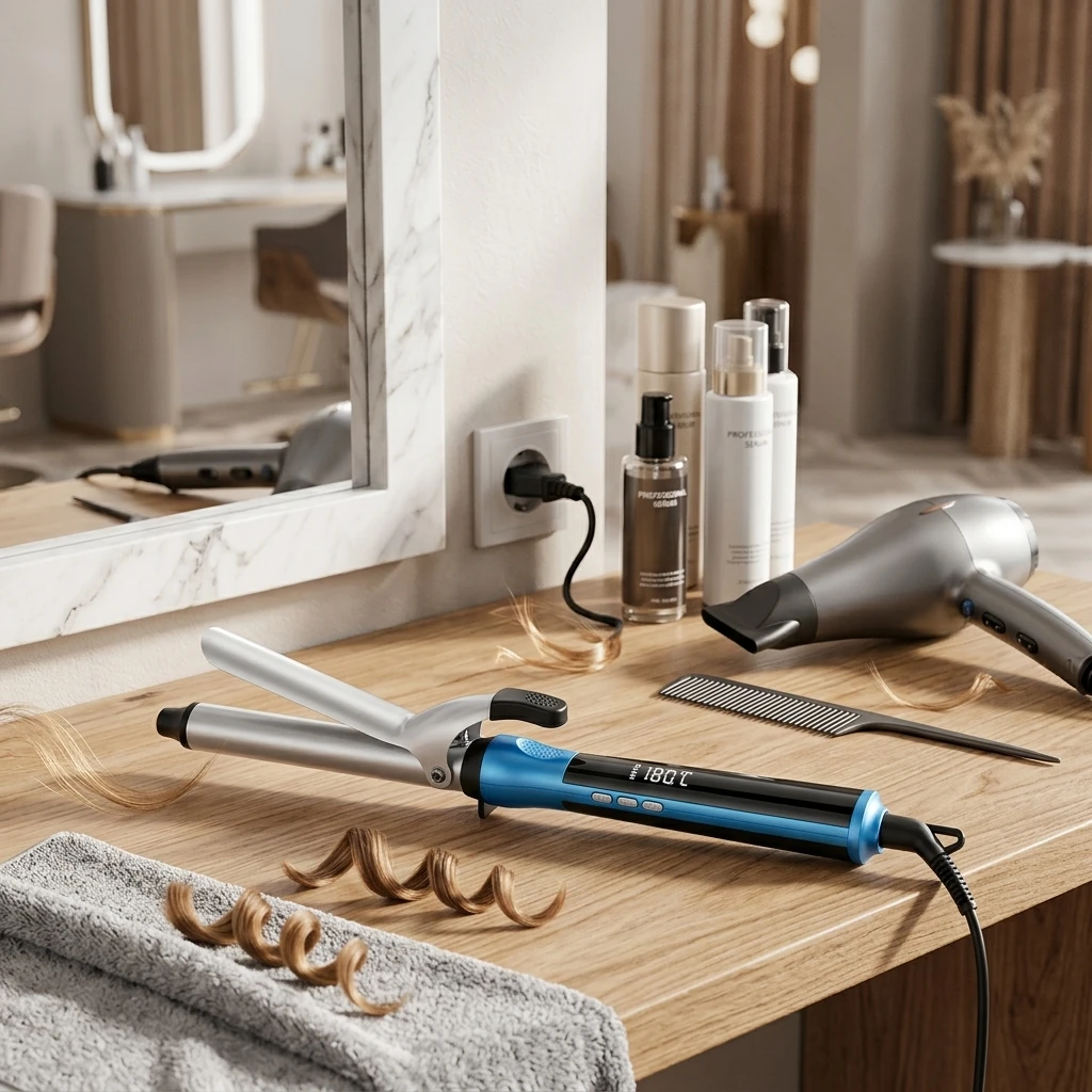 Ceramic Curling Iron with LCD Digital Display and Smart Temperature Control for Big Waves, Home and Salon Use, 25mm 32mm