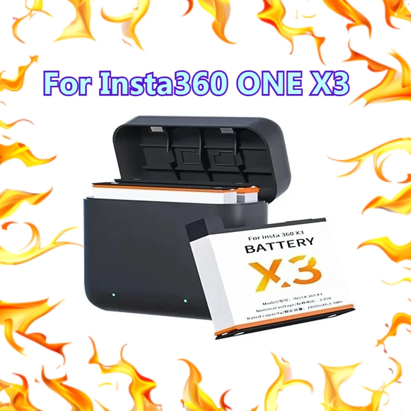 

1800MaH Battery for Insta360 X3 Card Slot Battery Charging Box for 360 Panoramic Action Camera Li-ion Battery Accessories