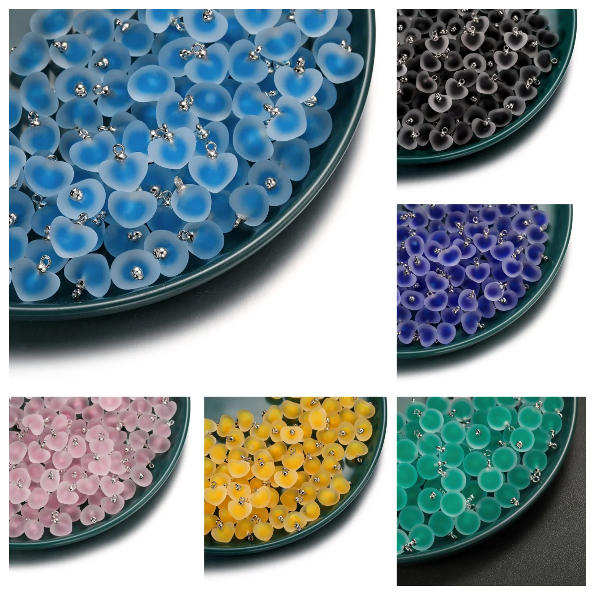 5/10pcs Multiple Colors Heart Pearl Coated Glass Epoxy Resine Loose Spacer Beads For Jewelry Making DIY Crafts Earing Accessorie