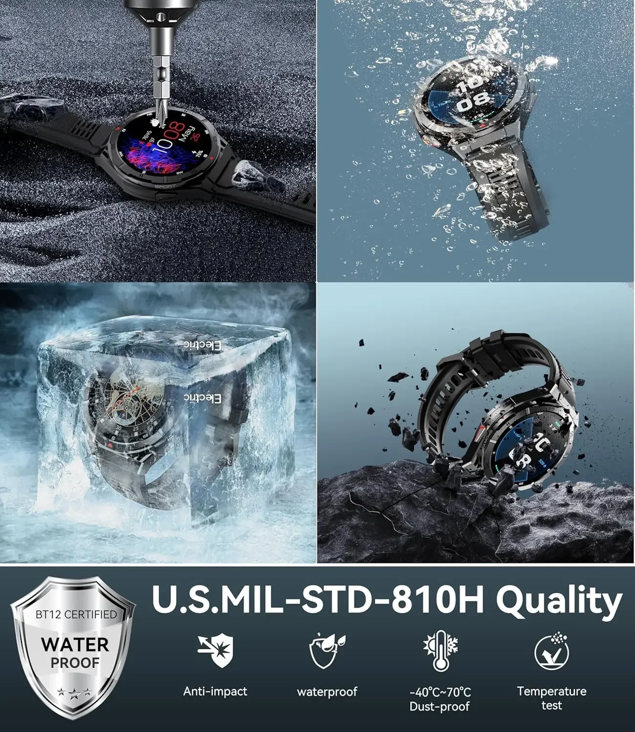 YTOM Premium GPS Smart Watch Ultra HD AMOLED Display Built-in GPS BT Call 5ATM Waterproof with Compass smartwatch PK DM58 REX 3