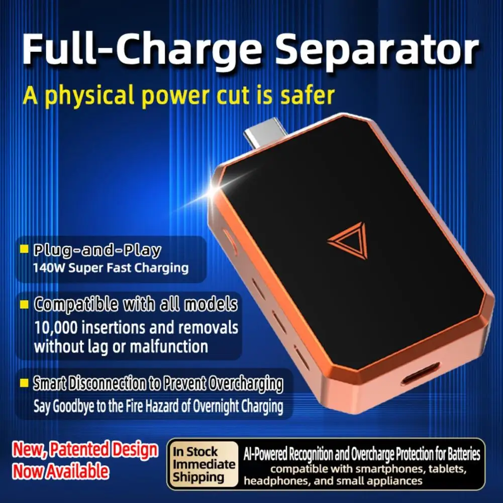 New Phone Fully Charged Intelligent Separator Type-C 140W Fast Charging Adapter Phones Full Charge Auto Power Cut Off Charger
