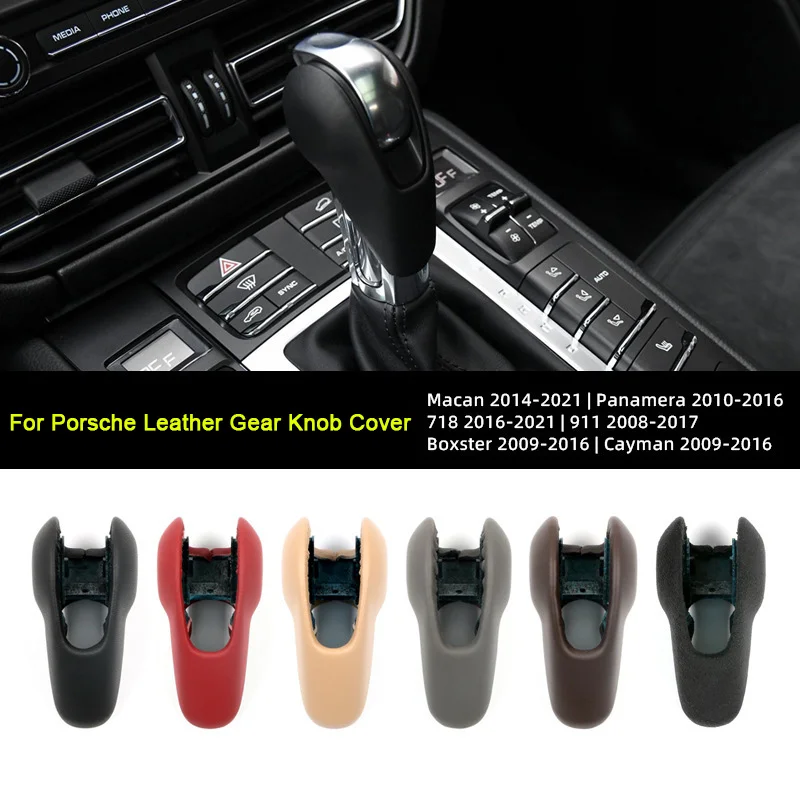 

For Porsche Panamera 718 911 Boxster Cayman Car Interior Accessory Genuine Leather Gear Shift Lever Knob Replace Cover Trim
