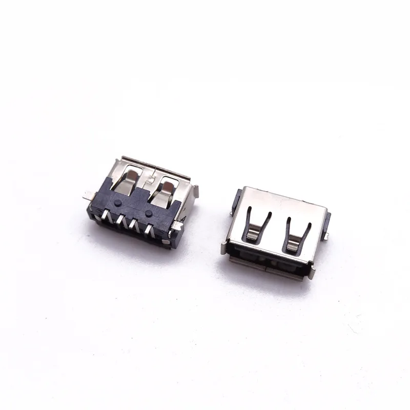 For USB full patch 2.0 female seat, short body 10.0 rear two feet full patch SMT6.3H high, curling edge LCP gray rubber core