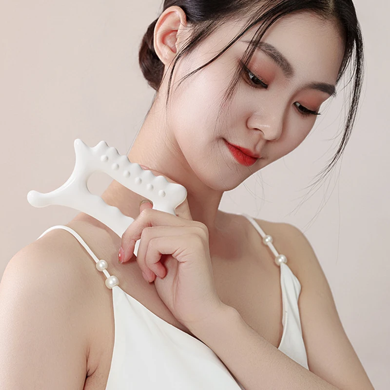 

Facial Gua Sha Tool - Resin Massage Scraper for Face Body Meridian Pressing Roller for Legs & Neck Skin Care Lymphatic Drainage