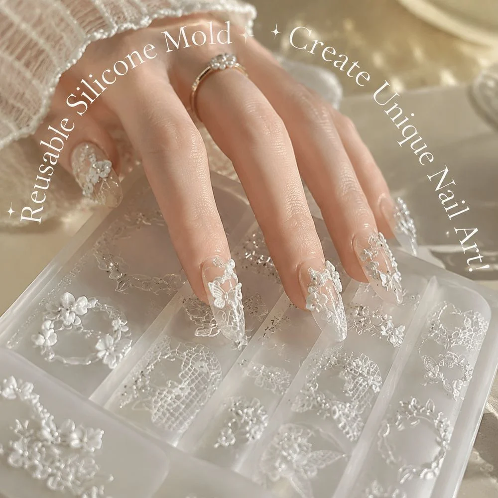 1Pc Dreamy Vine Flower Butterfly Silicone Nail Mould 3D Embossing Sculpture Mold For Making Elegant Nail Decor DIY Accessories