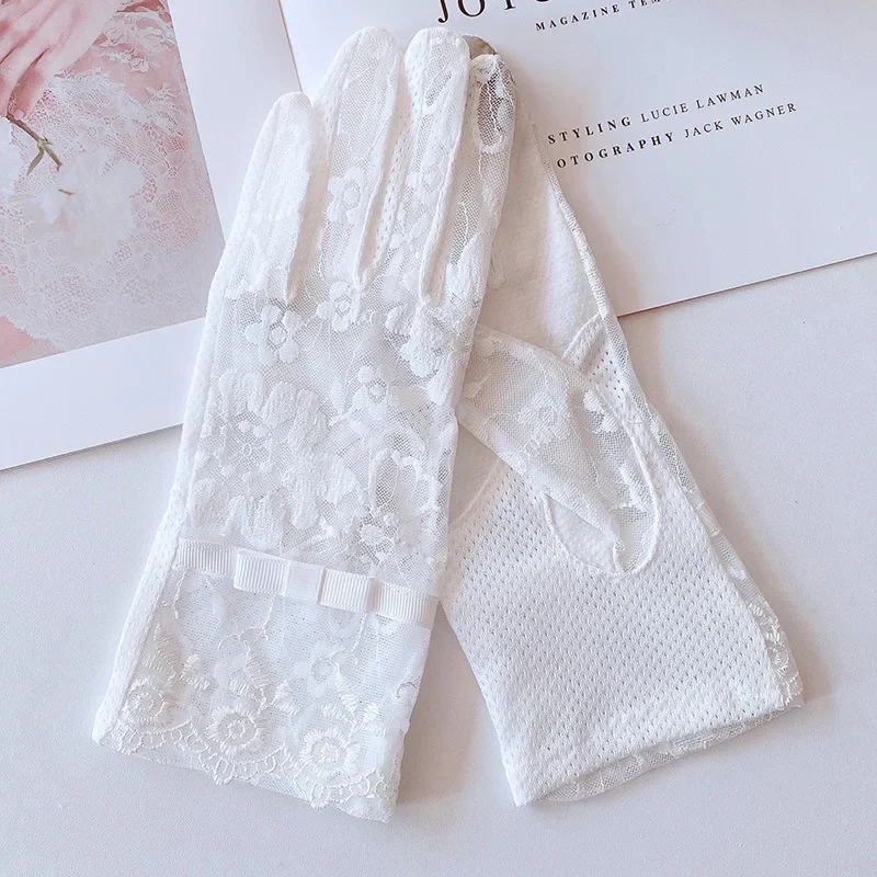 Women's Summer Gloves Uv Protective Lace Sunscreen Gloves For Travel Cycling Camping Design Sense Fashion Anti Slip Thin Mittens
