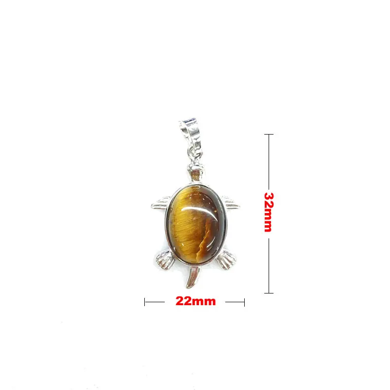 22X32MM Natural Stone Amethyst Tiger Eye Turtle Hand Inlaid Animal Turtle Pendant DIY Couple Charm Necklace Jewelry