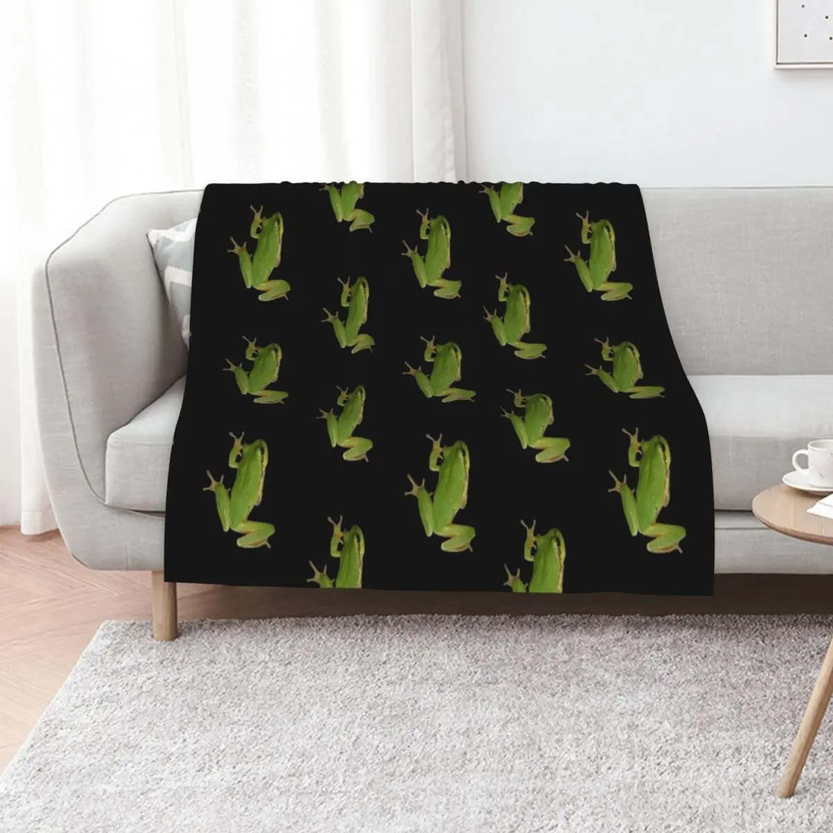 Cute Climbing Green Tree Frog Vector Art Throw Blanket Soft Big Fashion Sofas anime Sofa Bed linens Thins Blankets
