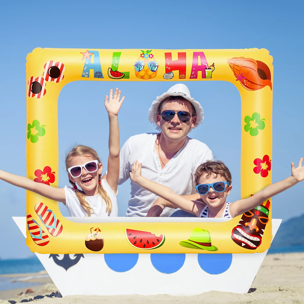 

Photo Frame Summer Props Booth Giant Inflatable Picture Tropical Selfie Hawaiian
