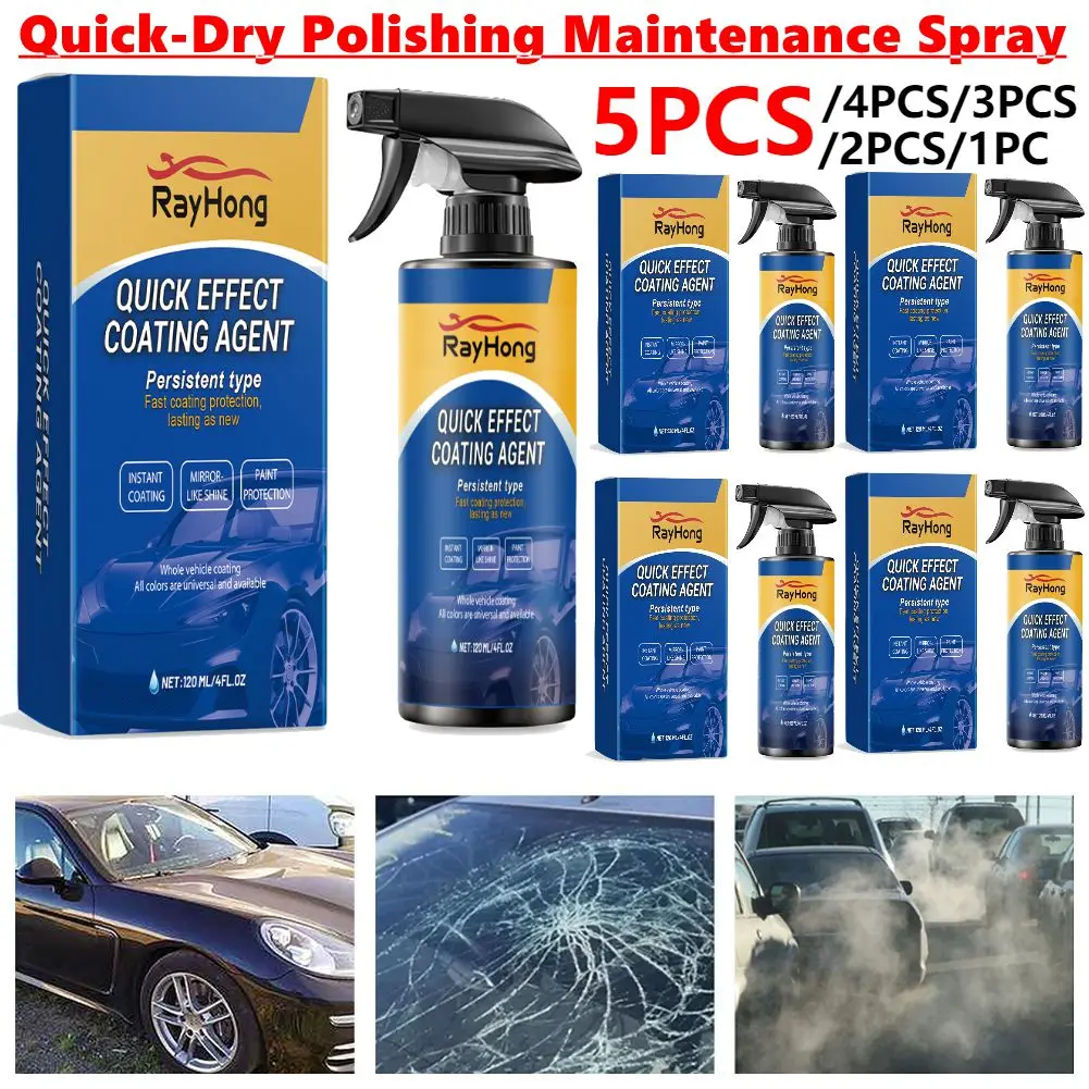 5-1PC 120ml Car Coating Hydrophobic Protection Quick-Dry Car Polishing Maintenance Spray Water Repellent Spray Car Accessories