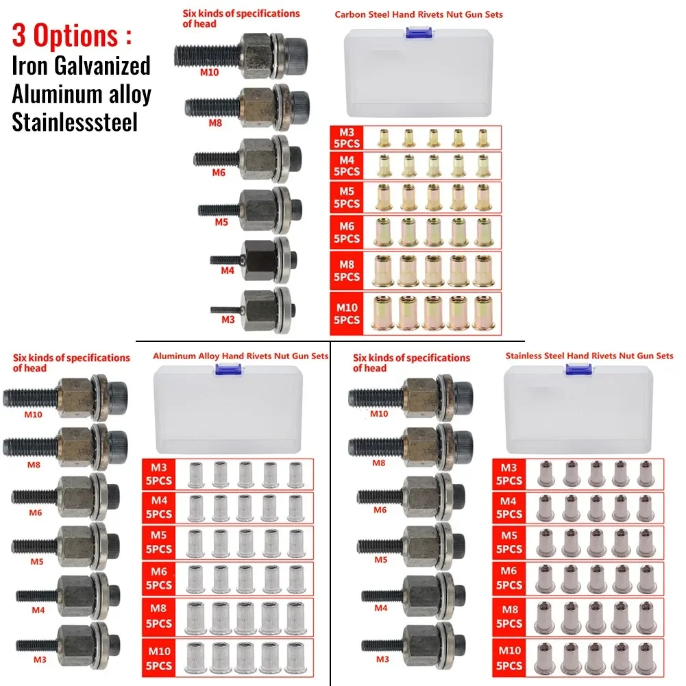 Alat Aksesori rivet, alat rivet Manual andal untuk instalasi mur aman, kompatibel dengan mur M3 M10