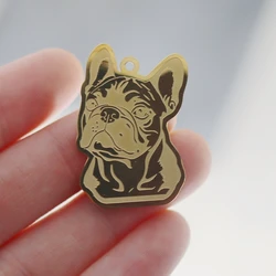 2pcs Stainless Steel Charms French Bulldog Dog Men's Trendy Punk Necklace Pendant for Bracelets Jewelry Making Craft Accessories