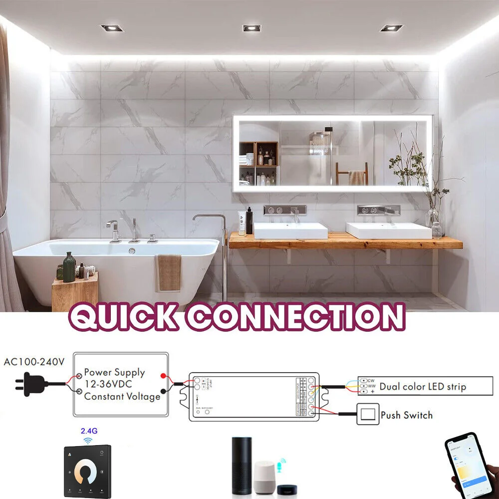 زيجبي الذكية COB CCT Led قطاع مجموعة كاملة SMD COB عكس الضوء قطاع 2.4G RF لوحة اللمس التحكم عن بعد APP لمساعد أليكسا جوجل