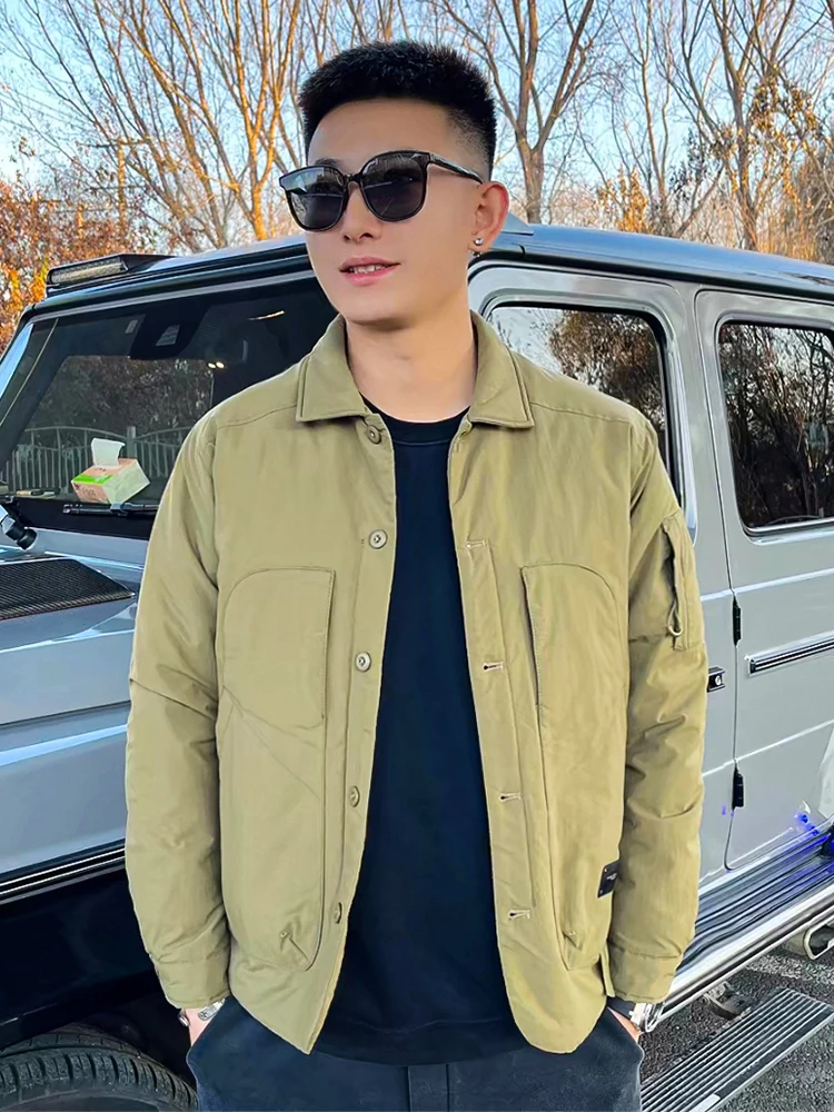 

New 2025 Men's Winter Jaet Lightweight Pure Color Casual Collar Youthful Sli Slim Fit Youth Trendy Outerwear Coat