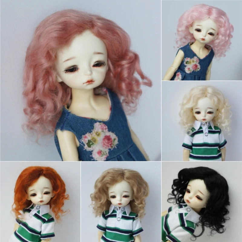 JD039  Mid parting French Curl Mohair Doll Wigs 1/12 1/8 1/6 1/4 1/3 Lati White & Yellow OB11 YOSD MSD SD Doll Accessories