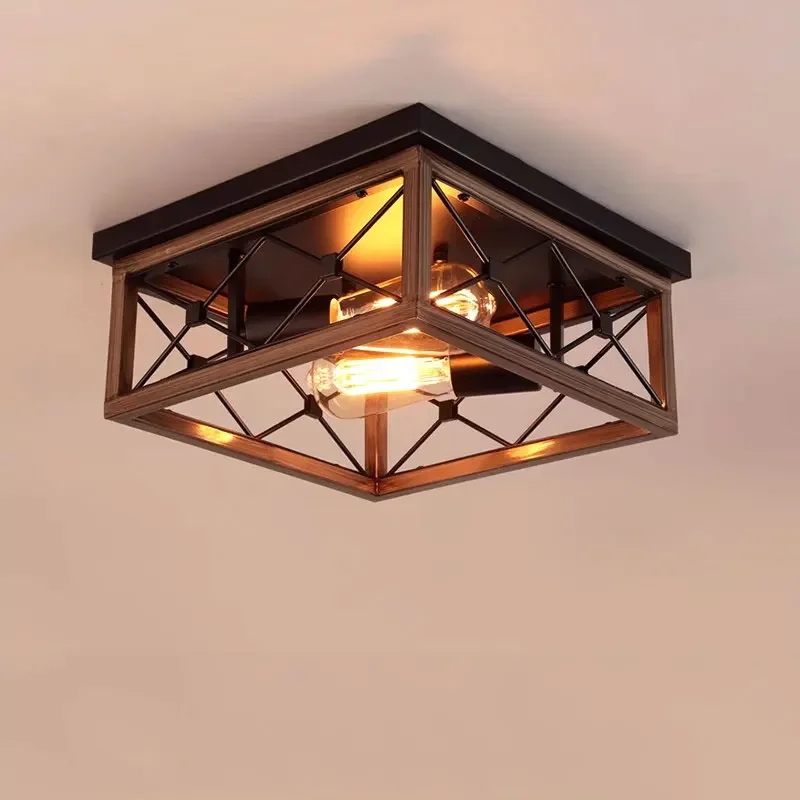 

American Retro Ceiling Light Living Room Kitchen Bedroom Square Ceiling Lamp Entrance Hall Balcony Stairs Corridor Light