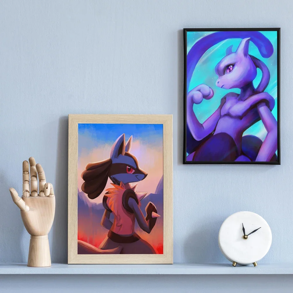 Póster de Pokemon Eevee pintado en lienzo, personaje de dibujos animados, decoración para dormitorio de niños, imagen impresa, carteles decorativos para sala de estar