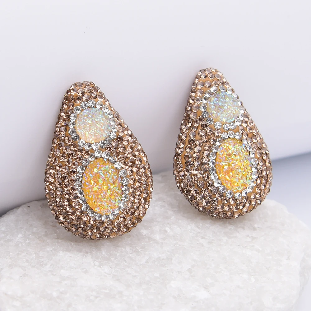 

APDGG 27x39 мм, 5 шт., натуральный желтый кварц, золотистые стразы, подвески-капли, бусины для изготовления украшений своими руками