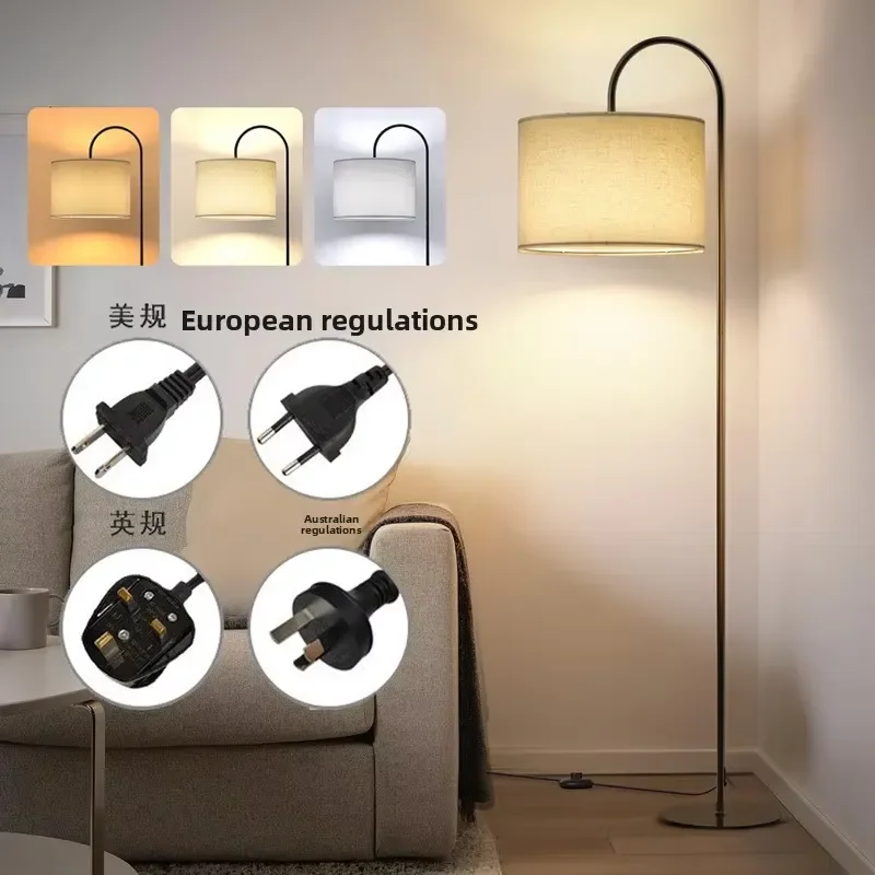 High End Iron LED Floor Lamp with Fabric Shade Medieval Style Ambient Lighting for Living Room Bedroom Bedside Use