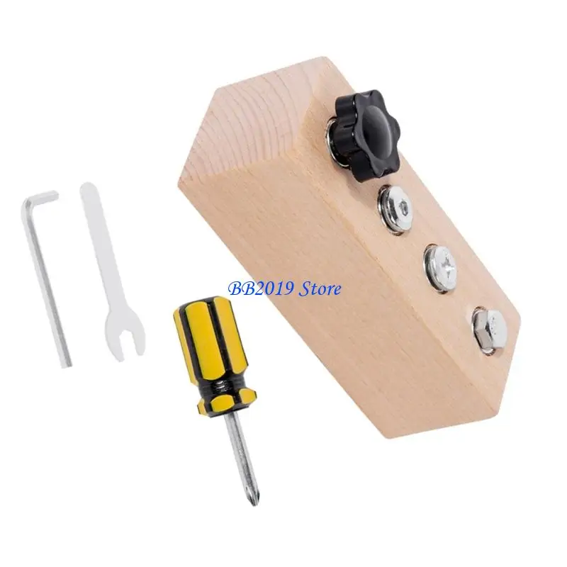 Q0KB Creative Wooden Building Blocks Screw Tool Set Educational Toy For Kids Skill Development