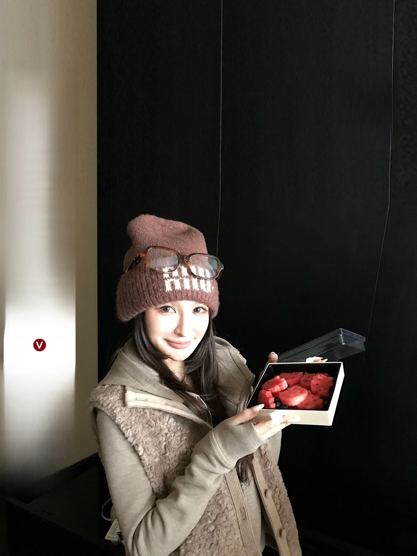 

Skk Store LP Series Women's Knitted Wool Vest Set Eco-Friendly Faux Fur Inner Patchwork Design Long Sve Bat Sle Coat