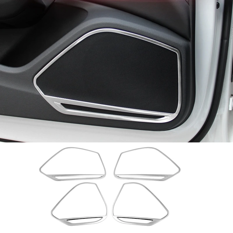 

Car Stainless Steel Side Door Audio Speakers Decoration Frame Cover Trim 4Pcs For- A5 2018 A4 B9 2017-2019