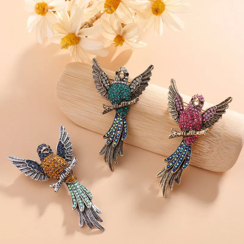 Baroque Luxury Beautiful Magpie Bird Design Men Women Brooch Pin，Jewelry Accessories, Wedding Holiday Party Couple Surprise Gift