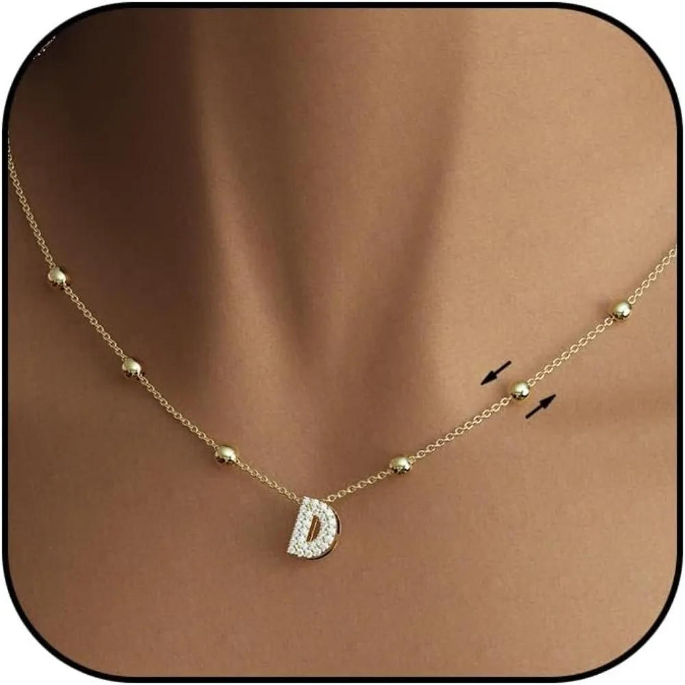 قلادة على شكل قلب أو قلادة أولية للنساء غير مشوهة من حجر تشيكوسلوفاكيا مجوهرات أنيقة قابلة للتحويل سلسلة قابلة للتعديل هدية لأميها #1