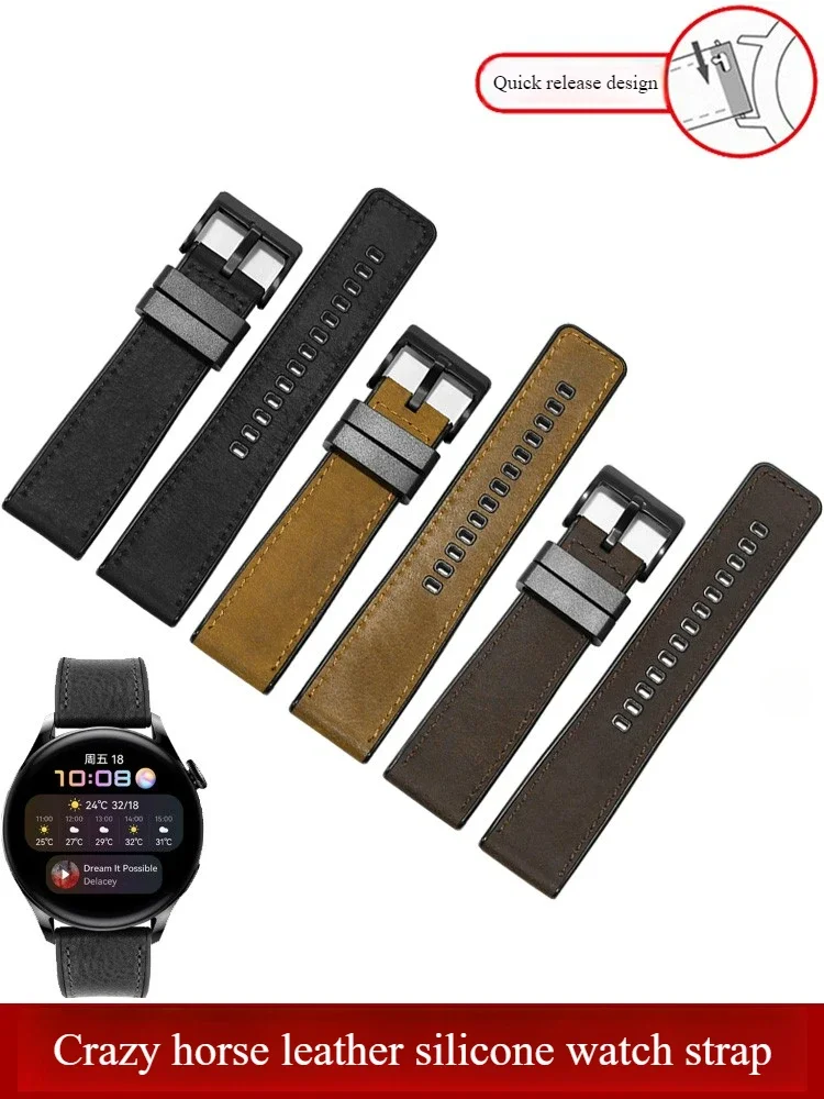 

Suitable for Casio EFR-303L/303D/304 Tissot Speed Dare T125 Series Crazy Horse Leather Silicone Hand Strap