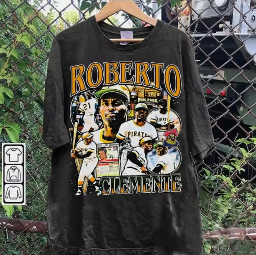 HOT SALE! Vintage 90s Retro Roberto Clemente Baseball American Unisex T-Shirt