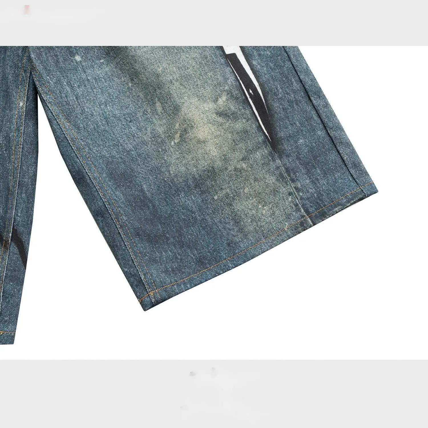 UMI MAO  Men's Women's Pant Spring  Summer New Old Pants High Street Unisex 3D Scissors Printed Denim Shorts