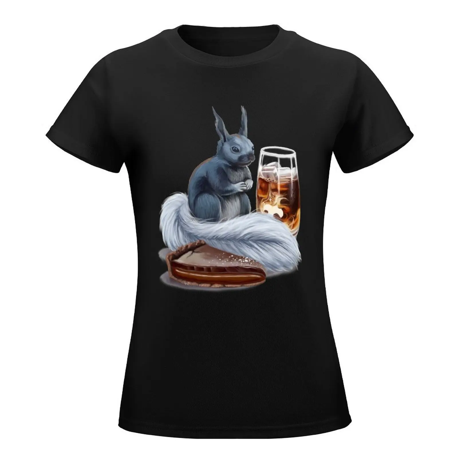 Iced coffee, a salted caramel chocolate tart, and a kaibab squirrel T-Shirt Female clothing tops cute tops Women tops