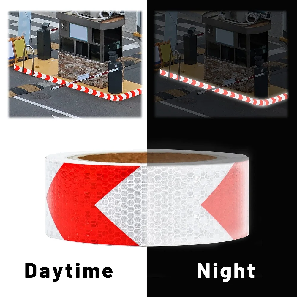 5cm-25m-white-red-self-adhesive-arrow-reflective-warning-stickers-bicycle-waterproof-conspicuity-reflectors-tapes-for-trucks-car