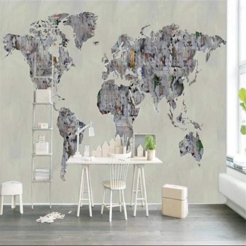 Modern Minimalist World Map Poster Living Room Wall Papers Home Industrial Decor Wallpaper Bedroom Mural Wallpaper Papel Tapiz