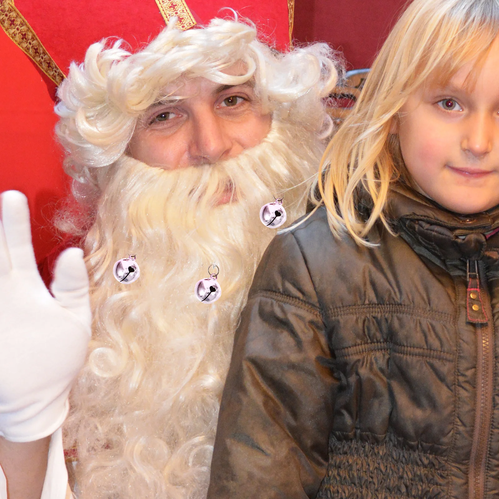 

24pcs Christmas Bell Ball Decorations Beard Hair Ornaments Men Santa Clips For Xmas Party Wedding Costume Props Beard Bells