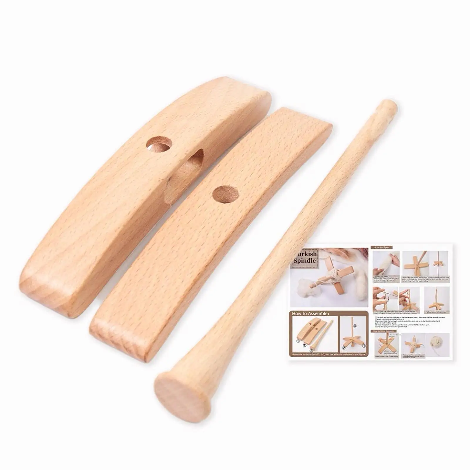 Solid Wood Drop Spindle Turkish Style Yarn Spinning Tool for DIY Weaving Knitting and Felting - view 6