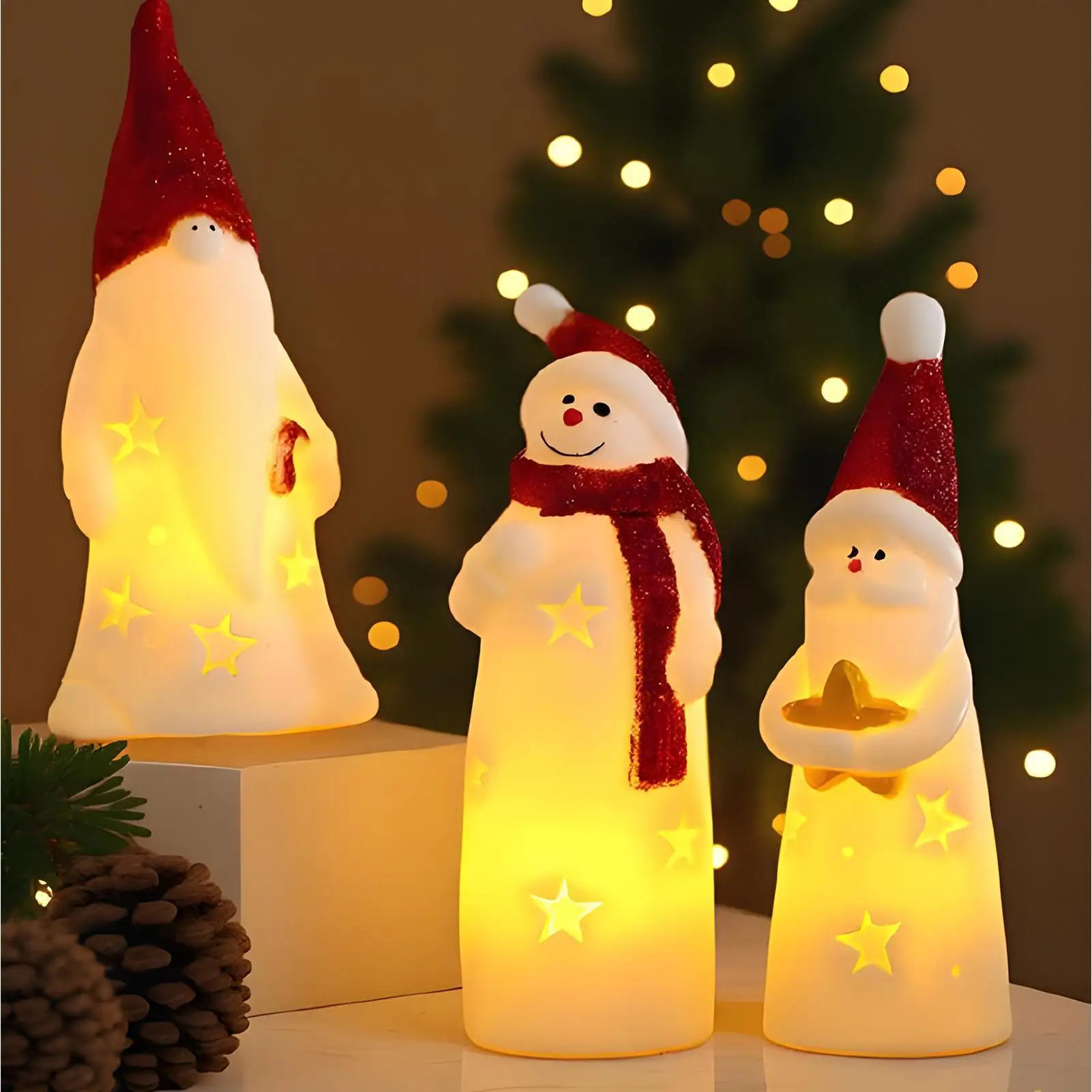 

Christmas Santa Night Light Cute Winter Holiday Desk Christmas Snowman Santa Nightlight for Children's Room Dorm Room Study