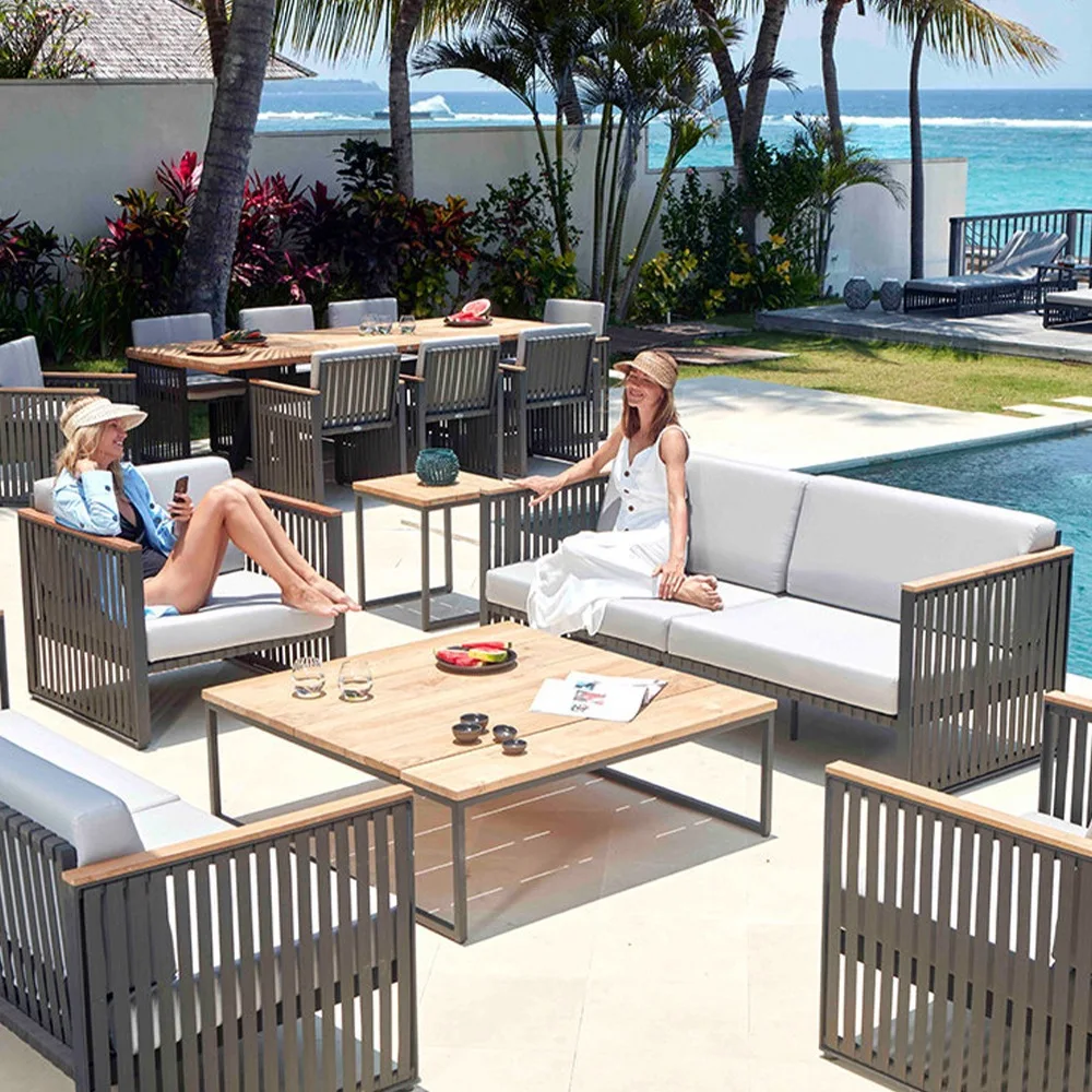 أريكة خارجية، فناء، شرفة، غرفة المعيشة، كرسي الروطان المنسوج، مزيج من الحديقة، غرفة الشمس، سبائك الألومنيوم في الهواء الطلق