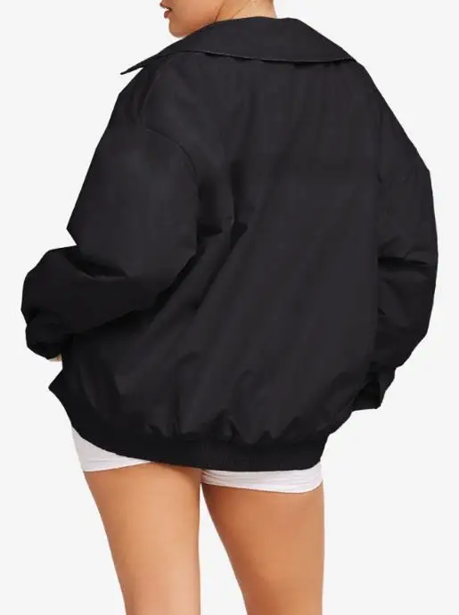 الملابس النسائية 2025 الخريف والشتاء عطلة عادية تنوعا سستة البلوز سترة عصرية بسيطة وفضفاضة هوديي