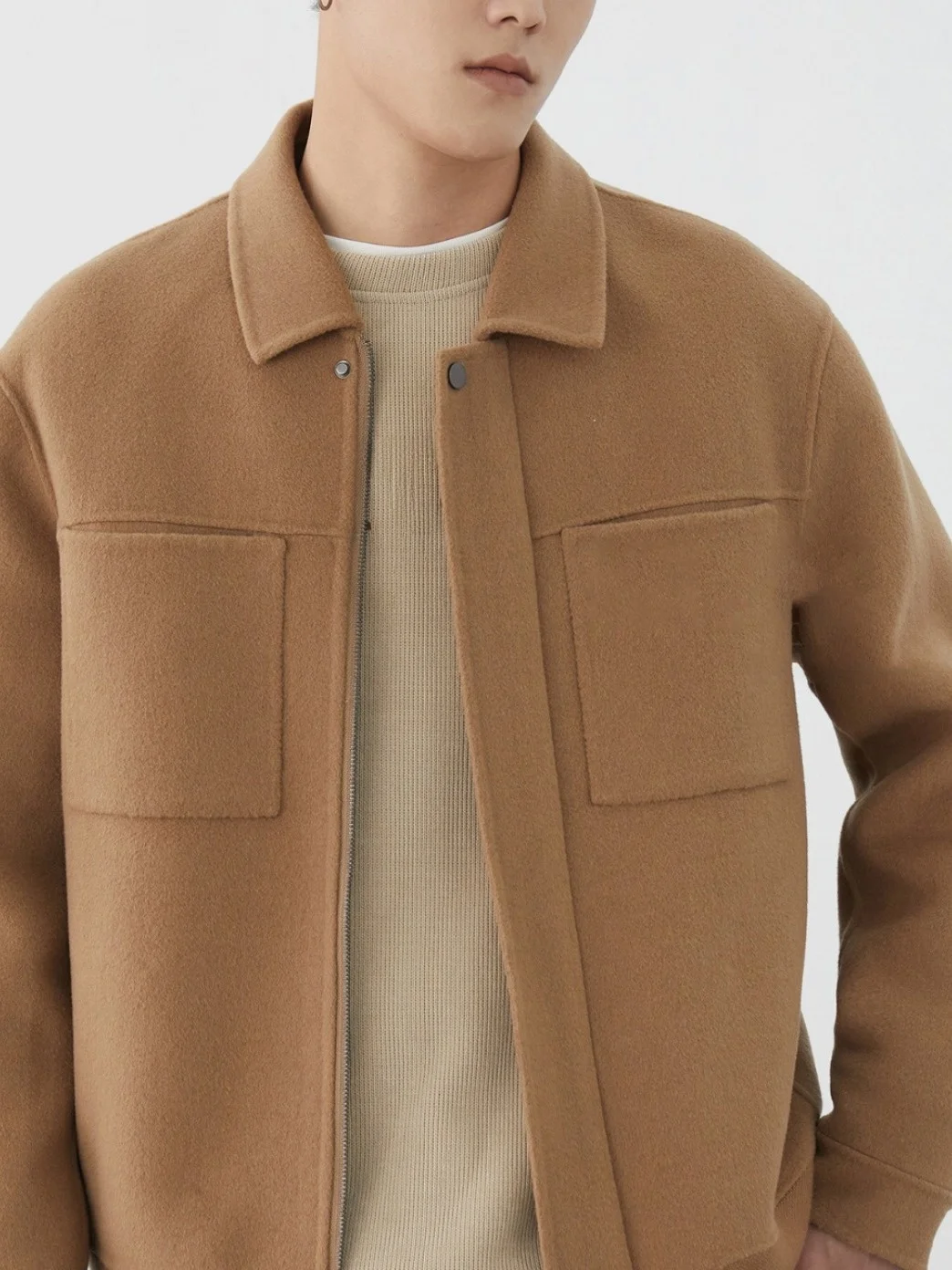 

Double-Faced Woolen Jacket Men's Casual Style Thickened Loose Fit Business Collar Short Coat for Autumn Winter