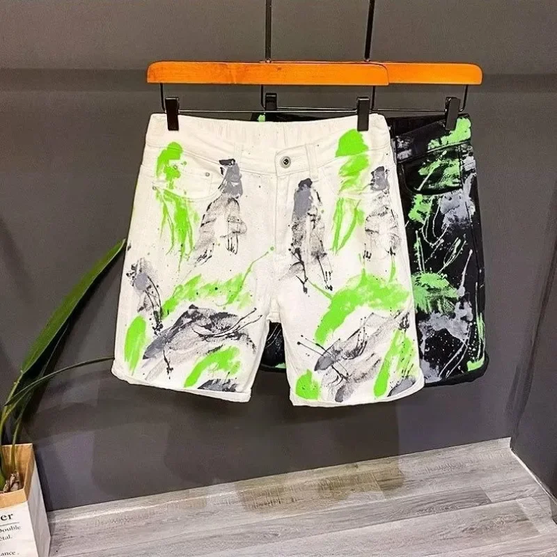 

Wide Straight Short Jeans Pants for Men Man Denim Shorts Baggy Loose with Pockets Sale Y2k Fashion Korean Streetwear Original Xl