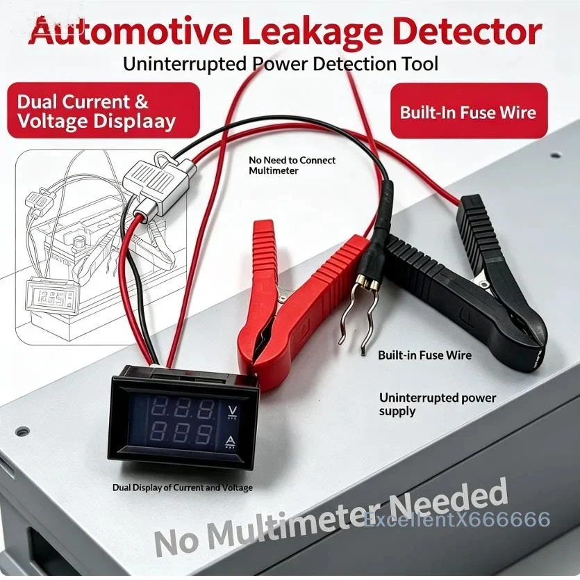 Portable Car Leakage Detection Tool 1Pcs Accurate Vehicle Battery Leakage Detector for Car Owners Road Trip Emergency