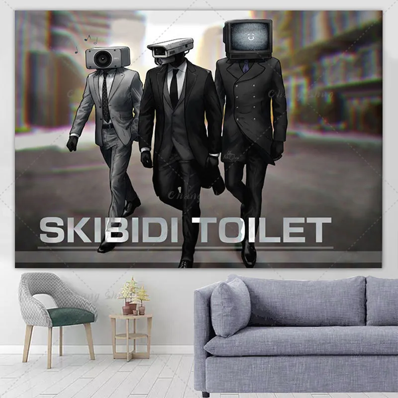 

Skibidi Toilet Game Theme Backdrop Toilet Man Funny Photography Background Kids Boys Birthday Party Decor Banner Photo Studio