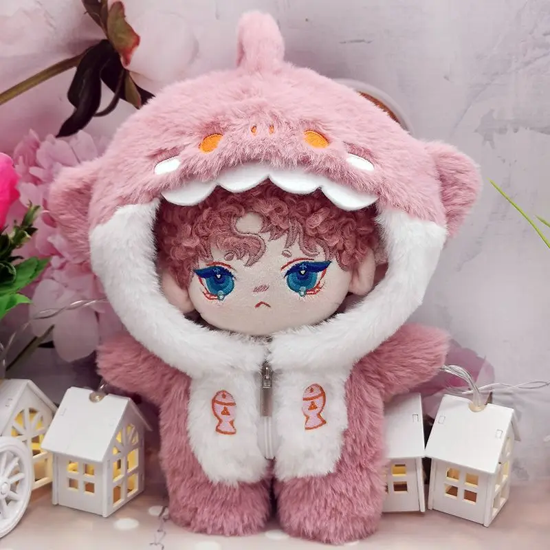 

Одежда для куклы-акулы 20 см – милый комбинезон-пижама с капюшоном в виде акулы для 20-сантиметровой хлопковой плюшевой куклы, кавайный костюм животного, одежда для куклы.