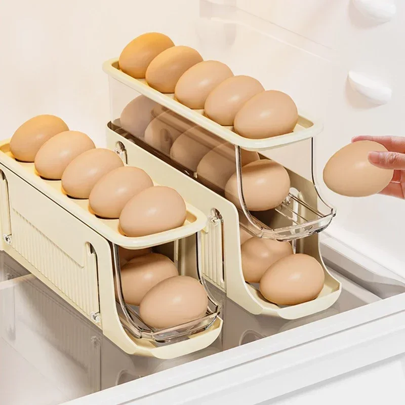 New Refrigerator Egg Storage Automatic Scrolling Egg Holder Household Large Capacity Kitchen Dedicated Roll Off Egg Storage Rack