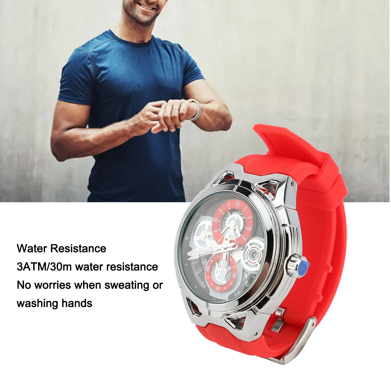 

Кварцевые наручные часы для мужчин с силиконовым ремешком, водонепроницаемые 30 м, модные, с 3 светящимися стрелками, мужские аналоговые часы, мужские светящиеся часы