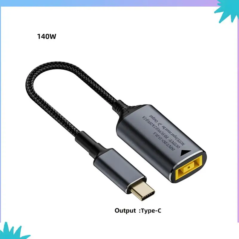 Abzw 10x 140w dc plugue quadrado carregador de laptop para 5v 9v 20v usb c pd adaptador de alimentação conversor cabo de carregamento rápido para lenovo