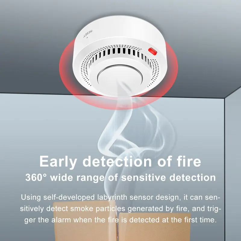 Detector de humo inteligente Tuya ZigBee, protección de seguridad, alarma de humo, sistema de seguridad para el hogar a través de la aplicación Smart Life