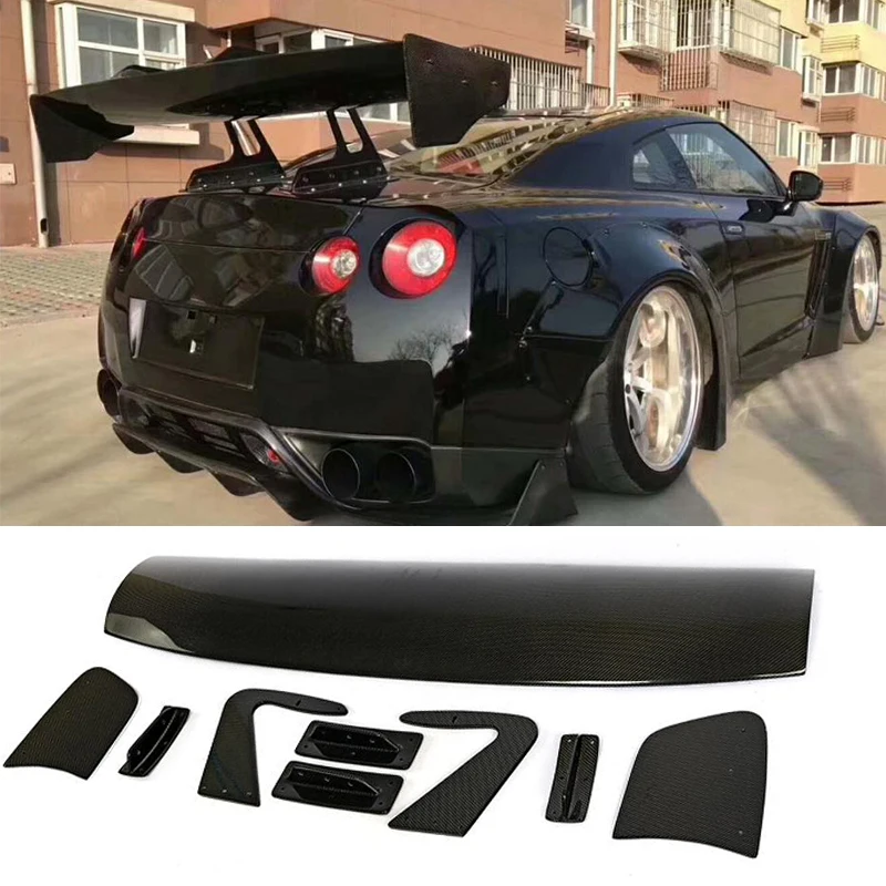 Rear Trunk Spoiler Boot Lip for Nissan GTR Ford Mustang Toyota GT86 Subaru BRZ All Sedan Coupe Big Barb Type Carbon Fiber / FRP