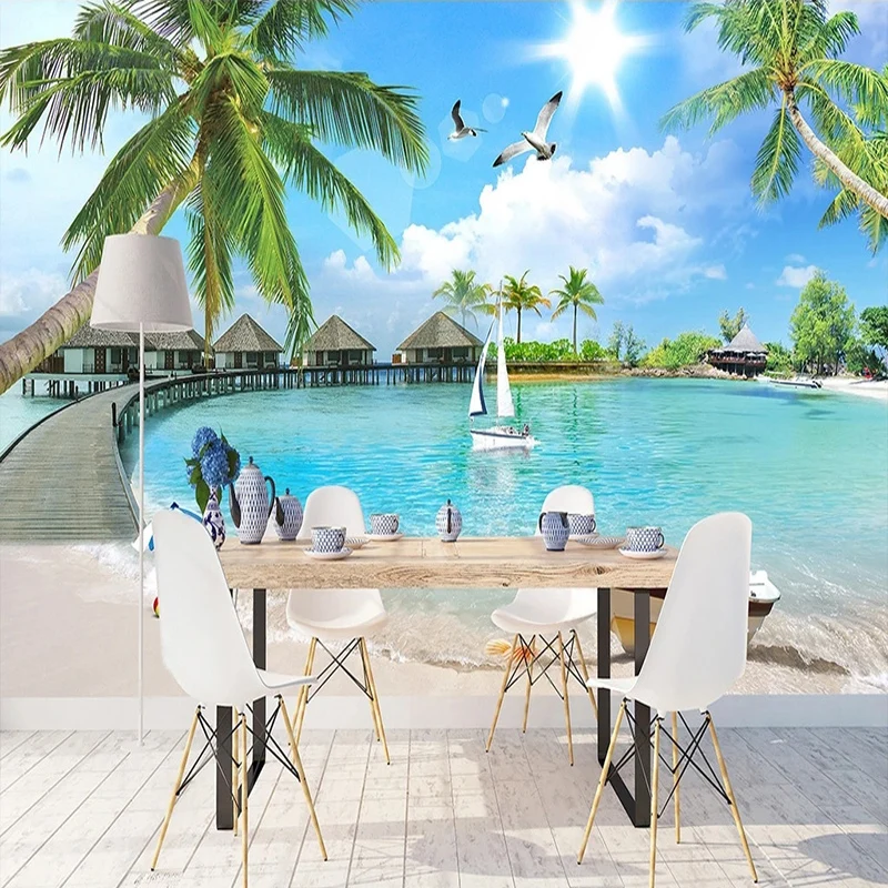 

Custom Mural Wallpaper 3D Maldives Seascape Lsland Landscape Fresco Living Room Bedroom TV Background Home Decor Wall Paper 3D